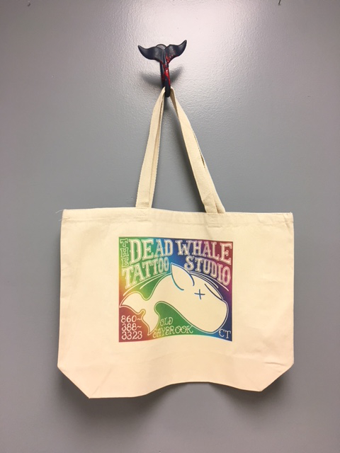 The Dead Whale Tattoo Studio Tote Bag, Custom Tattooing in Old Saybrook, Connecticut.